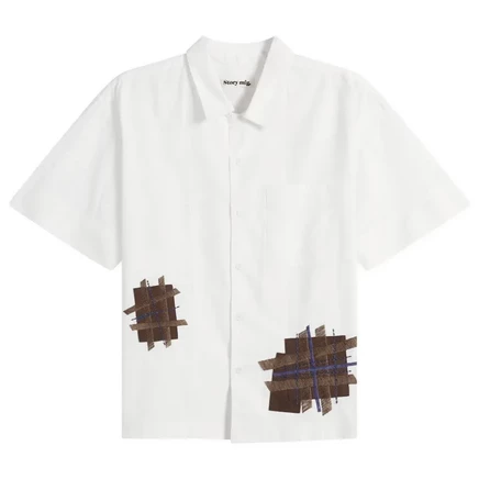 Мужская рубашка STORY MFG Uniform, экрю с нашивками