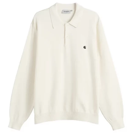 Мужское вязаное поло carhartt wip madison, серо-черное