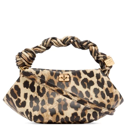 Женская мини-сумка Ganni Bou Bag Mini, леопардовая