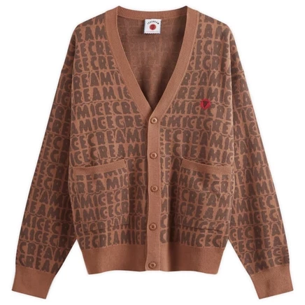 Мужской кардиган Icecream Text Print, коричневый