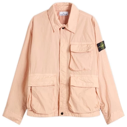 Мужская рубашка‑куртка Stone Island Crinkle Reps, розовая