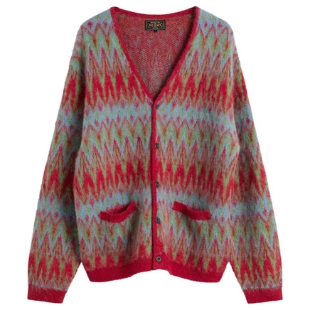 Мужской кардиган Beams Plus Jacquard Chevron, красный