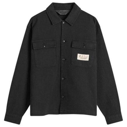 Безмозглая верхняя рубашка с вафельными пуговицами спереди washed black