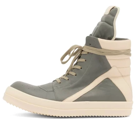 Кожаные кроссовки Rick Owens Geobasket  washed indigo/milk