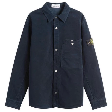 Верхняя рубашка из хлопчатобумажной ткани Stone Island Moleskin-TC navy blue