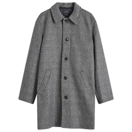 Мужское пальто A.P.C. Pete Check шерстяное, антрацит