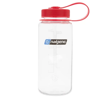 Бутылка Nalgene Wide Mouth Tritan Sustain 500 мл, прозрачная с красной крышкой