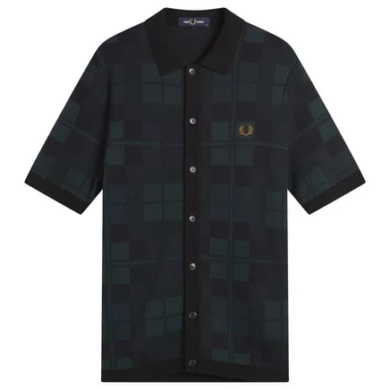 Черная трикотажная рубашка в клетку с часами Fred Perry