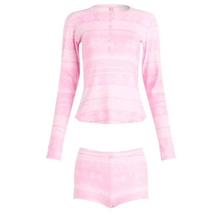Мужская пижама Skims Henley и шорты, принт bubblegum bow