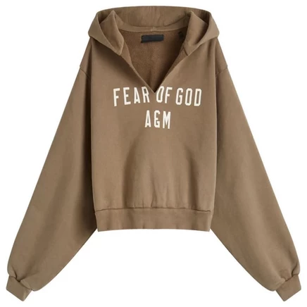 Мужское худи Fear Of God Essentials укороченное V‑вырез, милитари