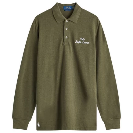 Мужское поло Polo Ralph Lauren Script Logo, серый меланж