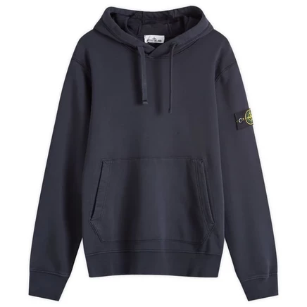 Мужская худи Stone Island Cotton Fleece, темно-синяя