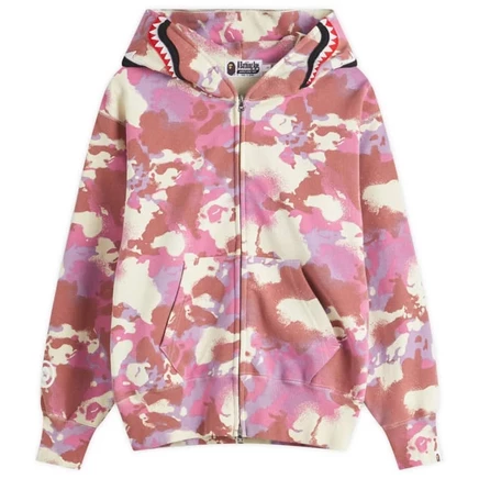 Толстовка с капюшоном на молнии Bathing Ape Map Camo Shark