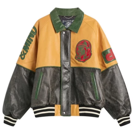 Мужская кожаная куртка Billionaire Boys Club, черно-желтая