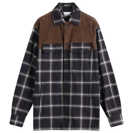 Мужская рубашка-овершейт Alexander McQueen Check, черная/молочная/коричневая