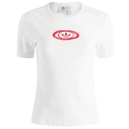 Футболка в рубчик с вырезом Adidas Campus 2000 white