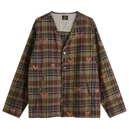 Мужской кардиган Needles Madras, в клетку, коричневый