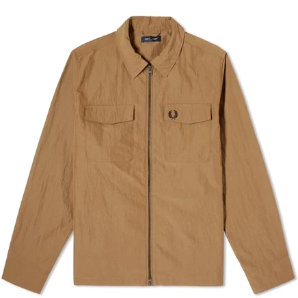 Мужская рубашка Fred Perry Zip Overshirt, песочно-серая