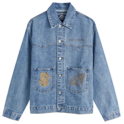 Мужская джинсовая куртка Billionaire Boys Club Diamonds & Dollars селвидж, синяя