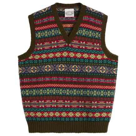 Мужской жилет Jamieson's of Shetland Fair Isle, оливковый