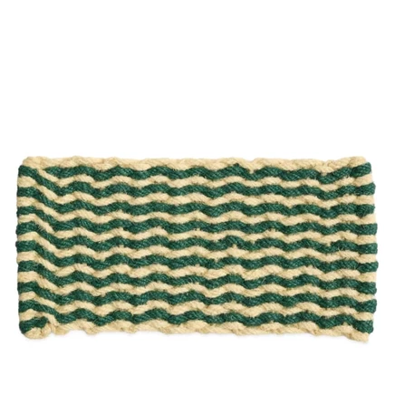Дверной коврик HAY Coco Stripe Wave, темно-зеленый и белый