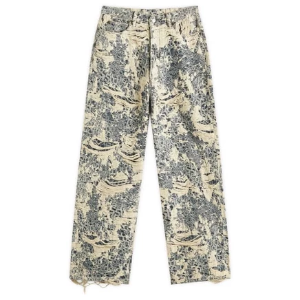 Джинсы свободного кроя Acne Studios 1981 года с потертой монограммой U свободного кроя mid blue