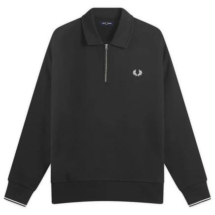 Мужская толстовка Fred Perry с воротником и полу-молнией из хлопка, черная