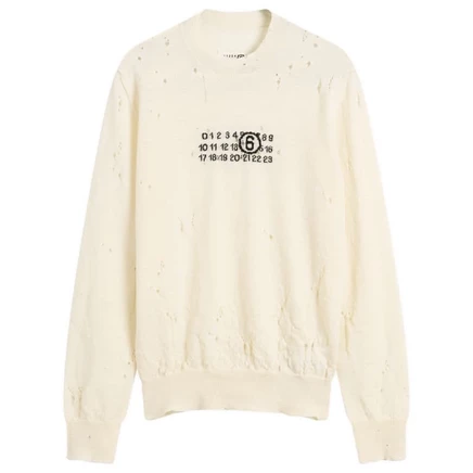 Мужской джемпер MM6 Maison Margiela Numbers, молочный