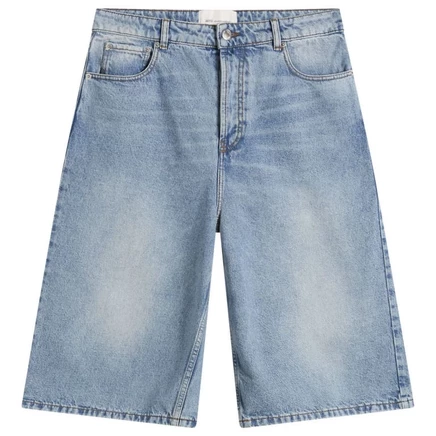 Мужские бермуды AMI Paris Large Fit джинсовые, выцвевший синий