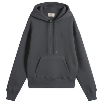 Мужское худи AMI Paris Brushed Fleece Big ADC, антрацит