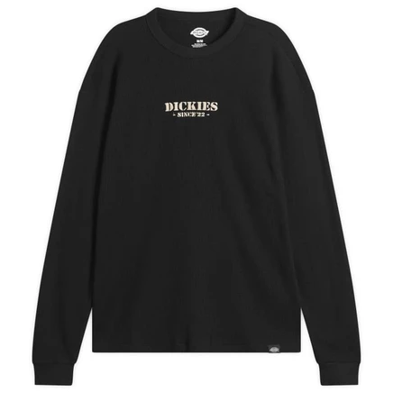 Мужская футболка Dickies вафельная с длинным рукавом, черная