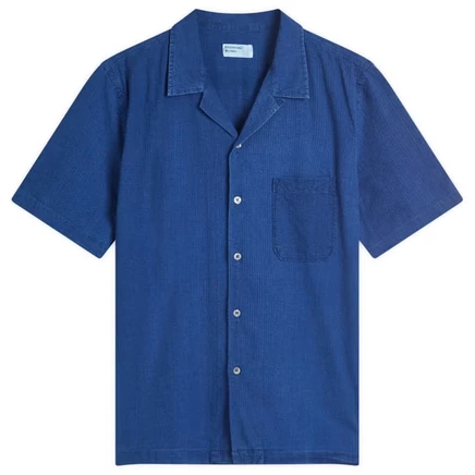 Дорожная рубашка в полоску Universal Works washed indigo
