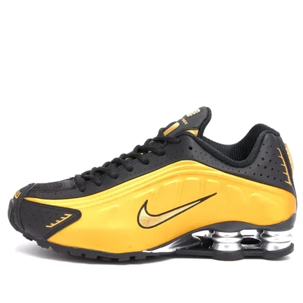 Женские кроссовки Nike Shox R4, черно-золотистые