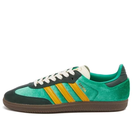 Женские кроссовки Adidas Samba OG W, зелено-желтые
