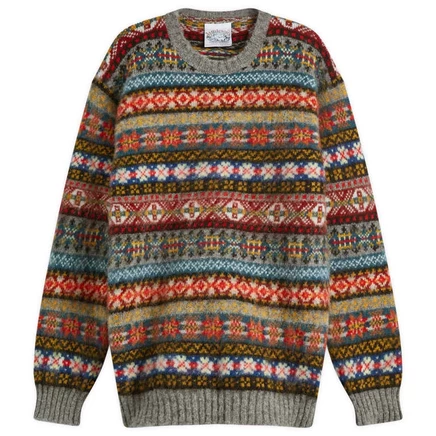 Шетландский трикотаж Jamieson's из коллекции Fair Isle Crew steel grey