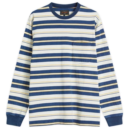 Футболка с карманами в полоску Beams Plus и длинным рукавом one wash