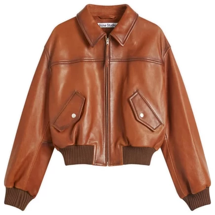 Мужской кожаный бомбер acne studios loroma, коричневый