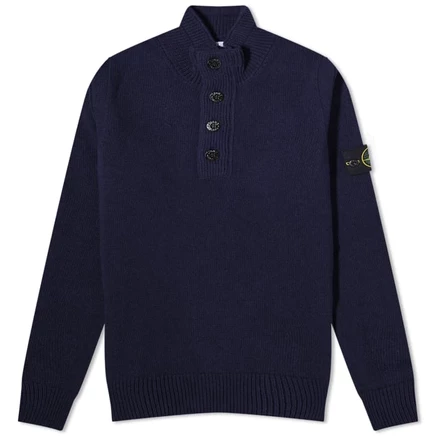 Мужской джемпер Stone Island с воротником-стойкой, темно-синий