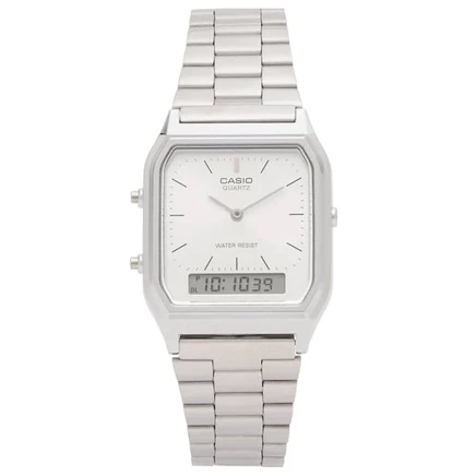 Мужские часы casio vintage aq-230a, серебристые