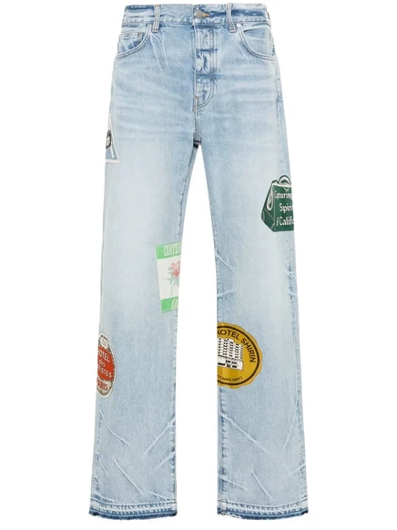 Джинсы с прямыми штанинами AMIRI Travel Patch blue