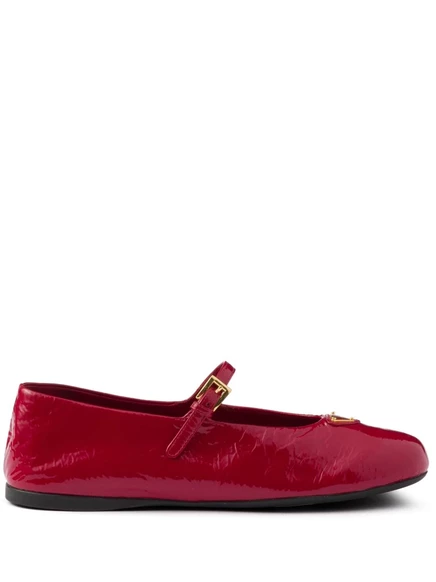 Женские кожаные балетки Prada, красные