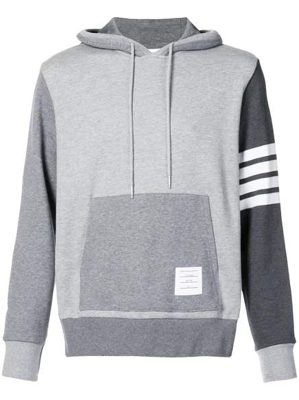 Мужское худи Thom Browne 4-Bar Tonal Fun-Mix, серое