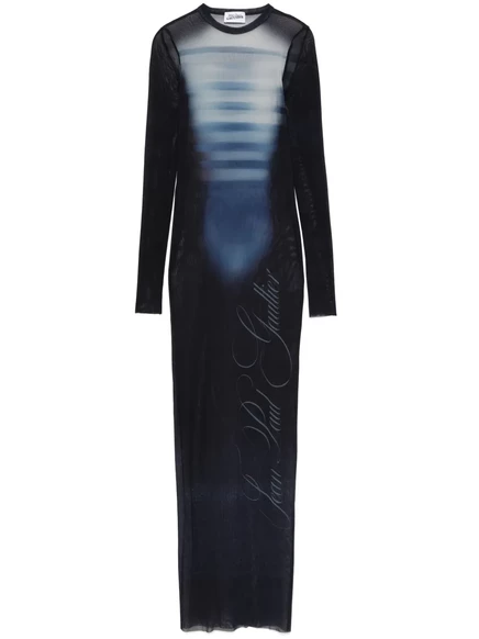 Женское макси-платье Jean Paul Gaultier из сетки, синее