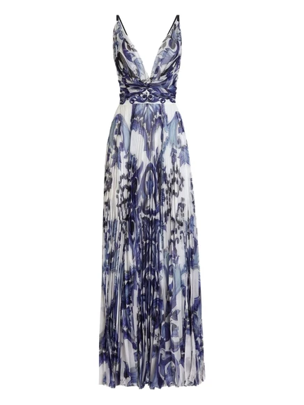 Плиссированное платье с принтом от Dolce & Gabbana blue