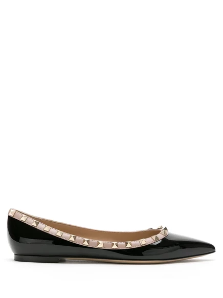 Туфли-балетки из лакированной кожи Valentino Garavani Rockstud black