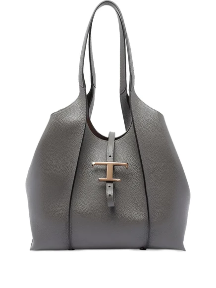 Женская сумка-тоут Tod's T-clasp из телячьей кожи, серая