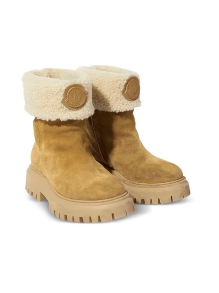 Детские ботинки Moncler Enfant меховые, коричневые