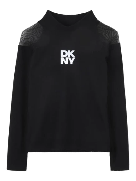 Детский топ с высоким воротом и прозрачными вставками от Dkny Kids