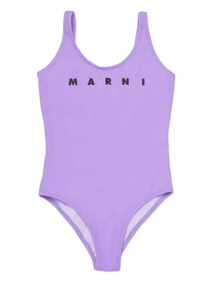 Купальник для девочек Marni Kids с логотипом, фиолетовый
