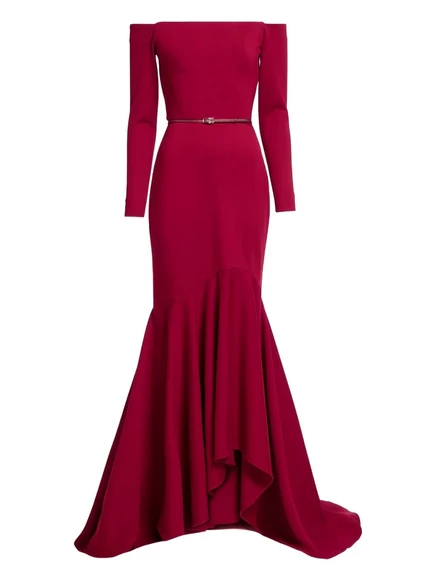 Женское платье Elie Saab макси с поясом, красное